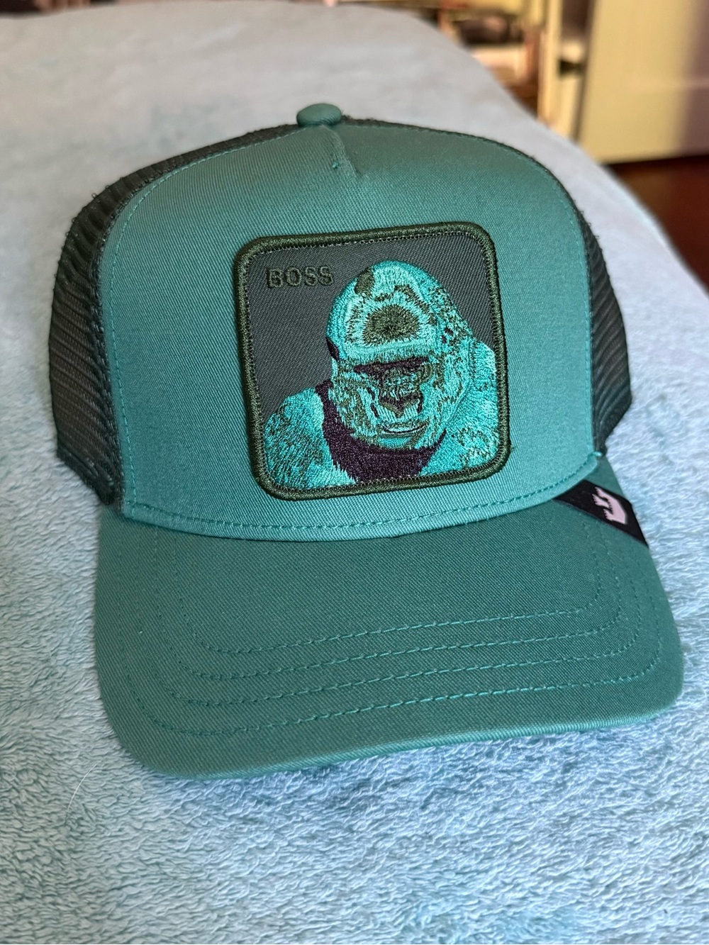 Goorin Bros Teal BOSS Trucker with Gorilla Patch